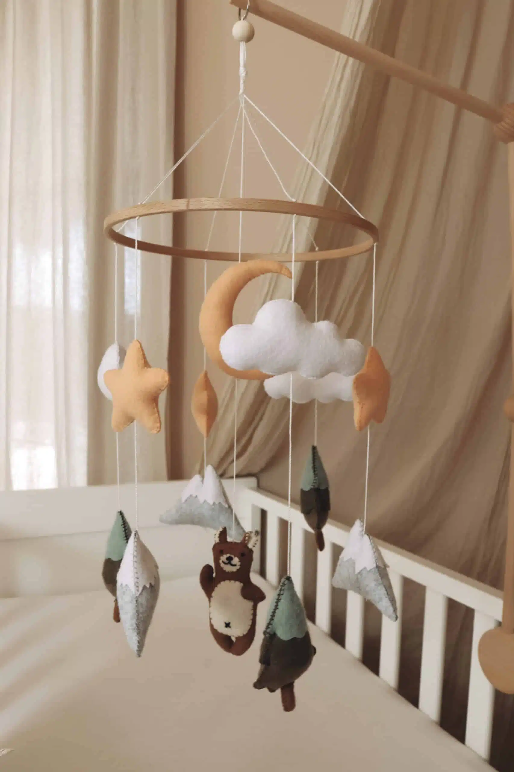 Handmade wooden Brown Bear mobile | Little Loua